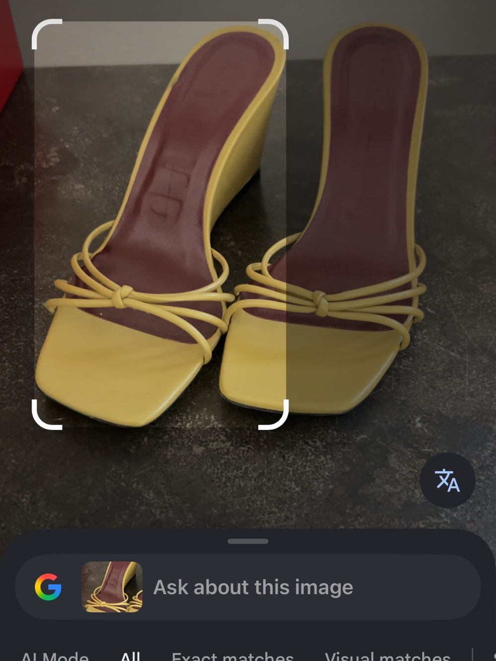 STAUD Yellow Knotted Strappy Slide Heels with Burgundy Insole - Picture 10 of 10